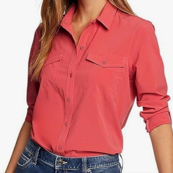 N.W.D New Woman Design Blouse Top Tee Button Down Shirt Coral size 1X - Picture 1 of 8